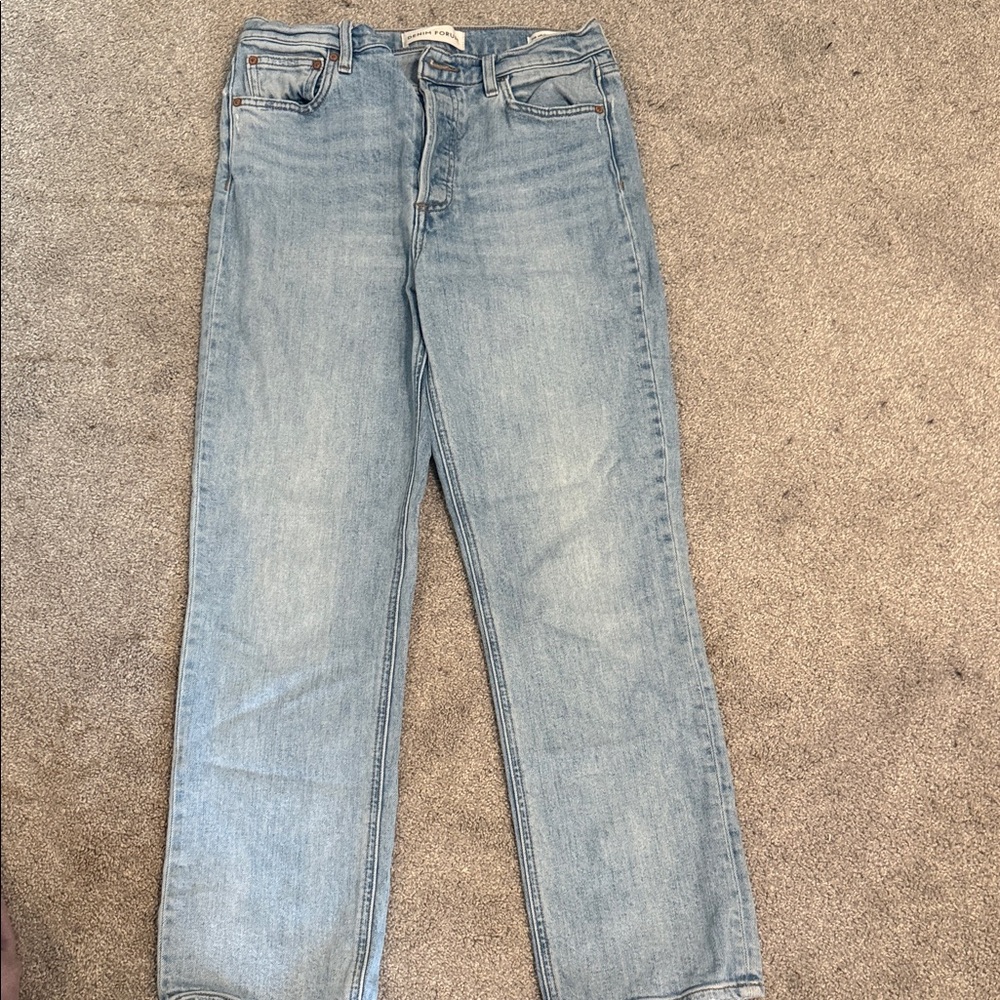 Denim Forum Arlo High Rise Straight Jeans in Light Blue size 29